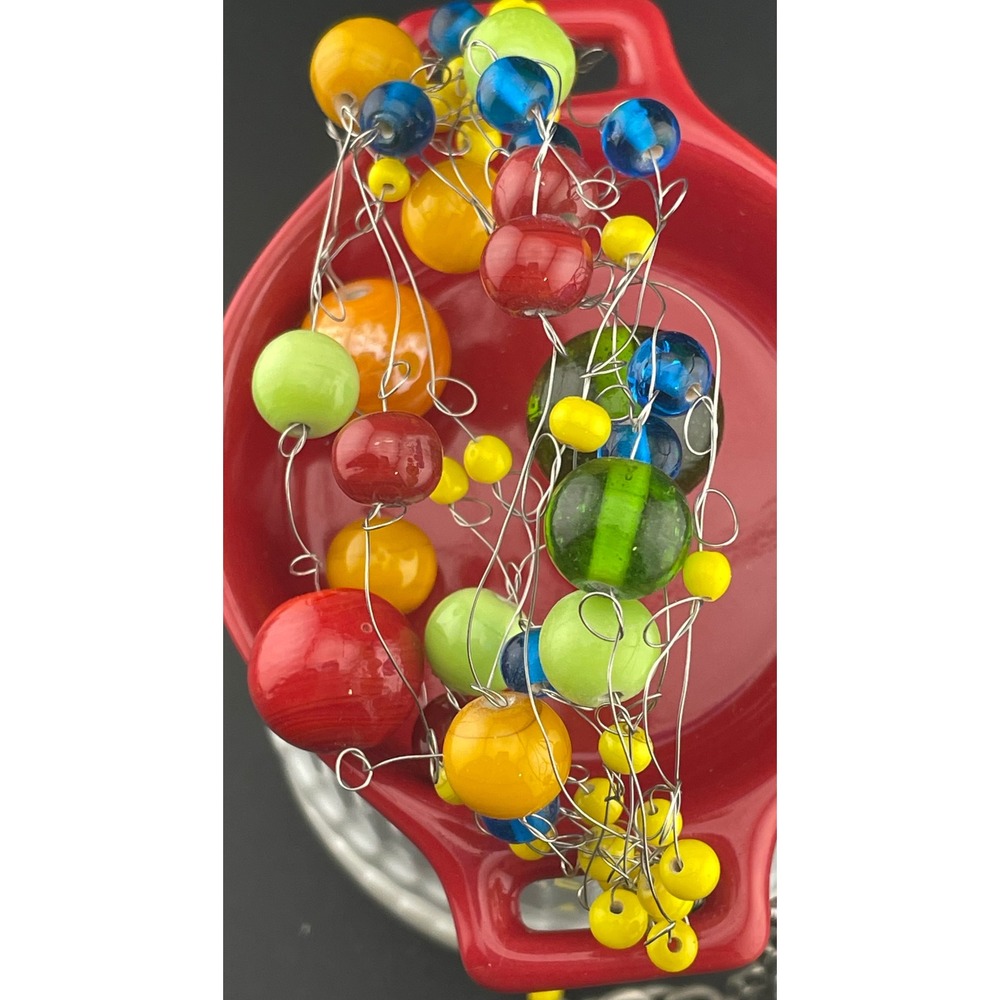 Manouk Sculptural Glass Bead Bracelet Statement Multicolor Wire Wrap art to wear - Picture 7 of 16